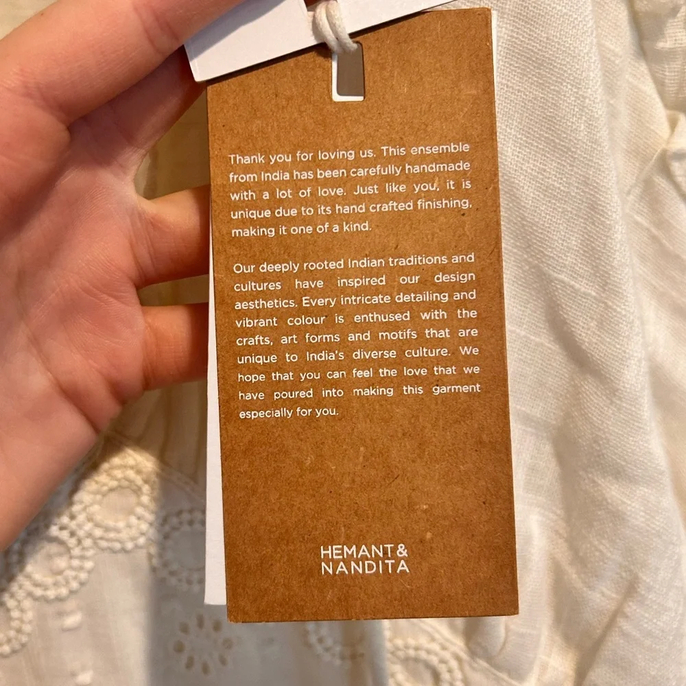 Hemant & Nandita Babydoll Lace Off White Cream Dress XS NWT - Picture 7 of 15